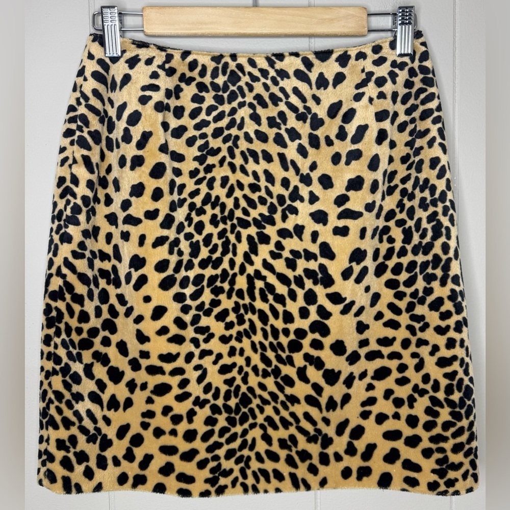 VTG Gigi Clark Leopard Faux Fur Pencil Mini Skirt Womens Size Medium